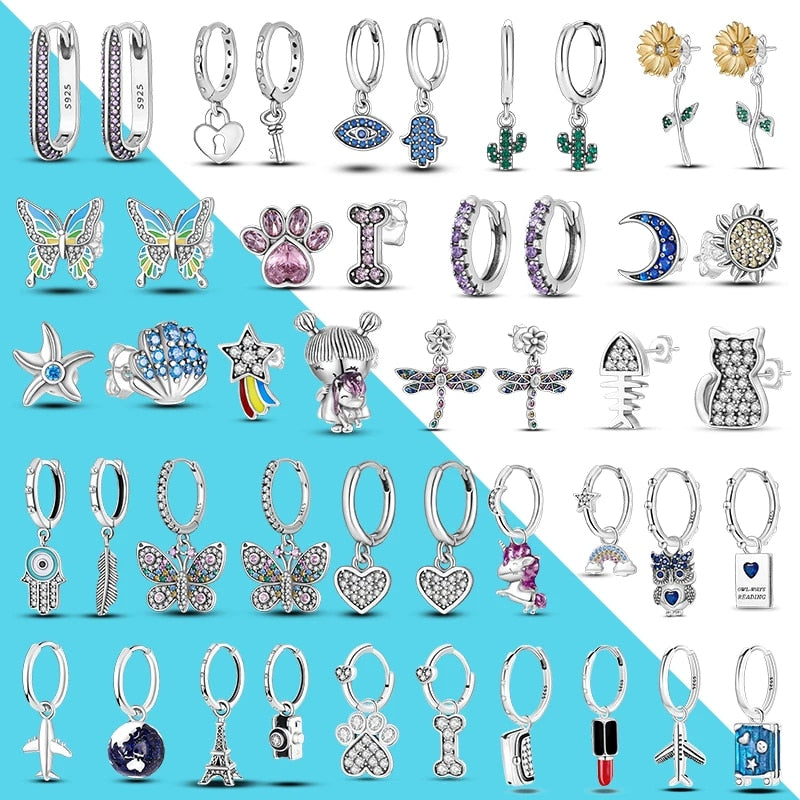 1 Paar Creolen aus 925 sterling Silber Ohrringe Ohrschmuck Zirkonia Ohrstecker