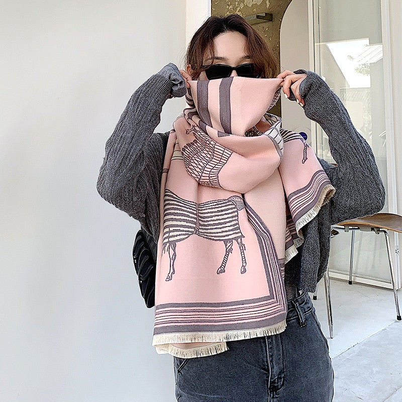 XXL Damen Winterschal Kaschmir Viskose Stola Schlauchschal  Halstuch Strickschal Loop NEU