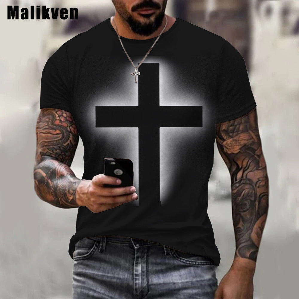 3D T-Shirt Unisex Sommer Streetwear Jesus Christus Kreuz