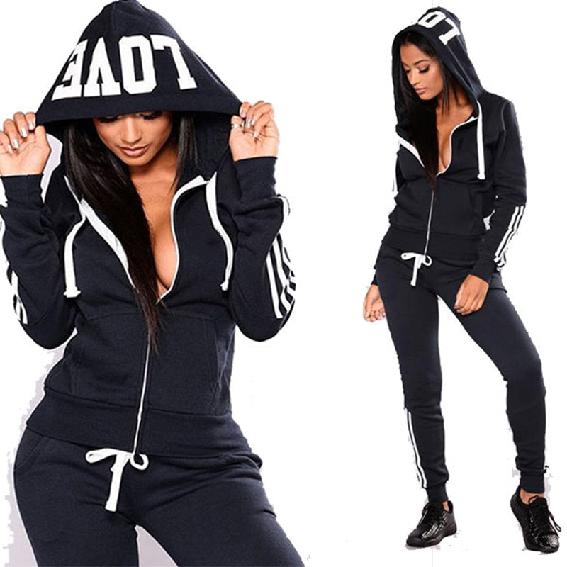 Damen Jogginganzug Jogging Trainingsanzug Fitnessanzug Freizeitanzug Hausanzug