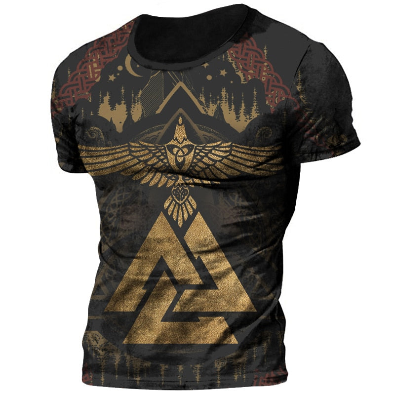 Herren Viking Tattoo 3D T-Shirt Rundhals Unisex Sommer Streetwear