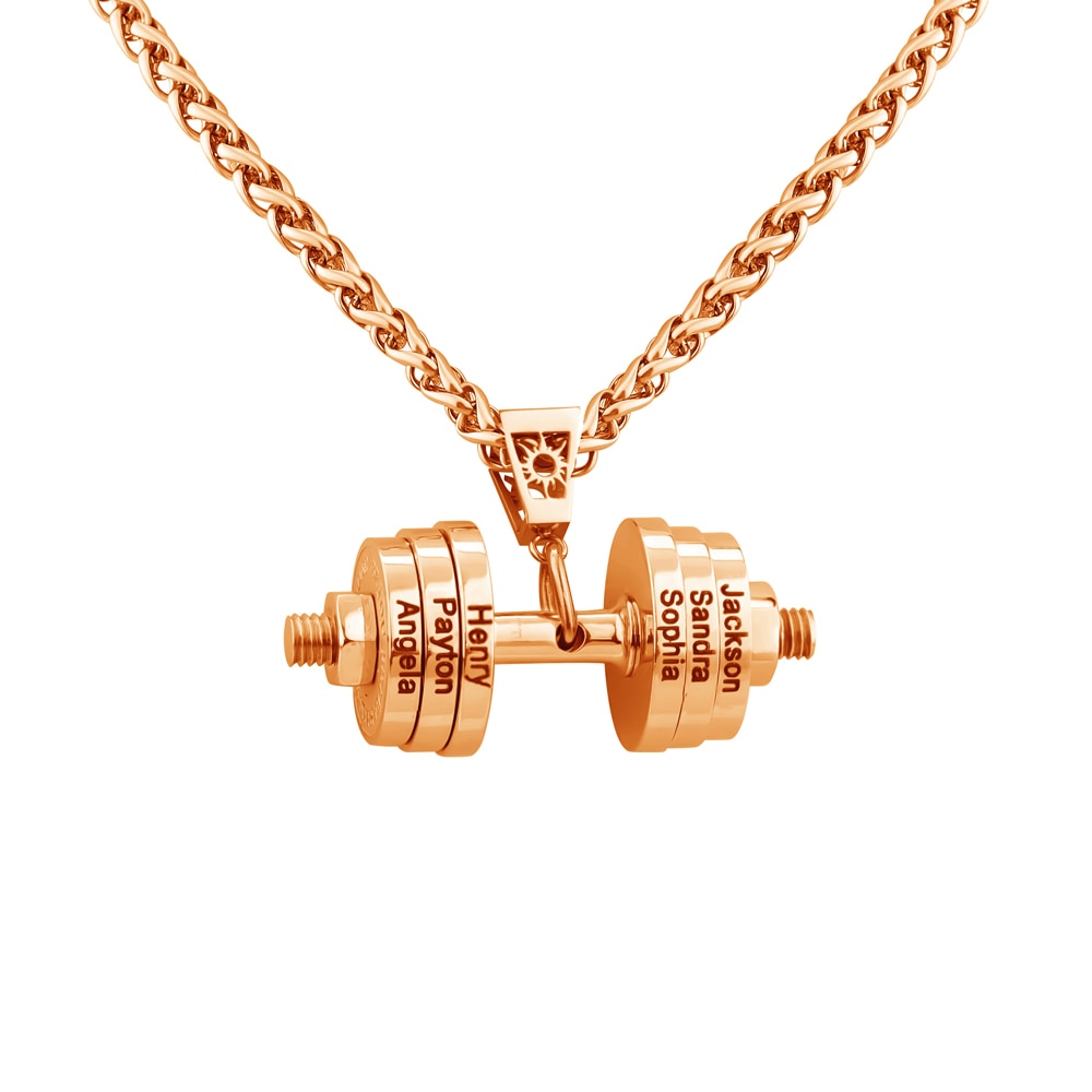 Halskette + Anhänger Edelstahl Hantel Scheibe Gewicht Fitness Gym Bodybuilding Schmuck Geschenk