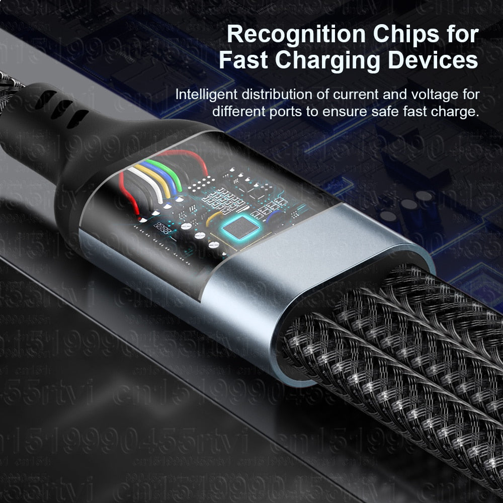 3 in 1 Ladekabel USB Typ C Schnell Datenkabel für Samsung Huawei Handy Schnellladekabel