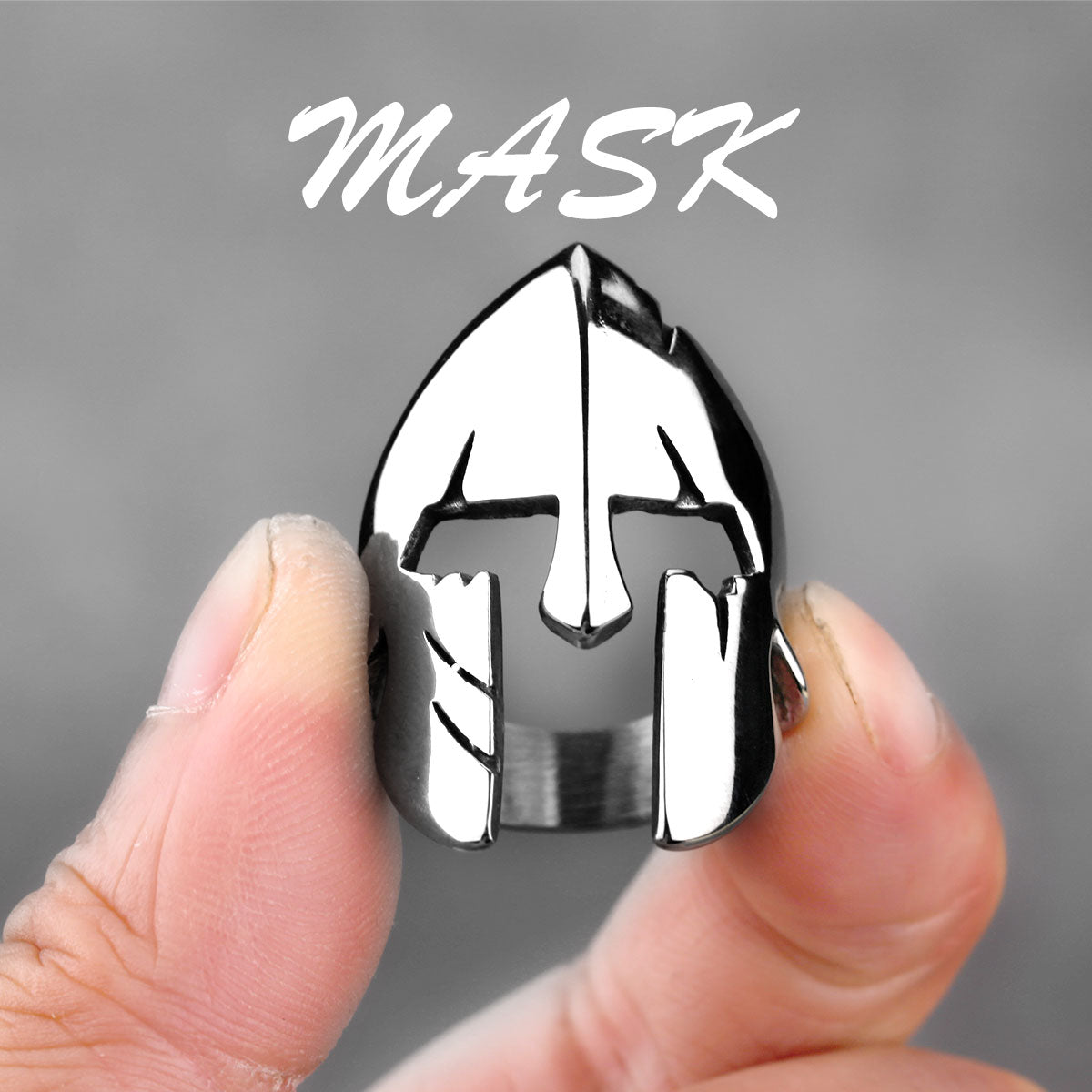 Edelstahl Ring Krieger Helm Sparta Maskenring Gladiator Troja 300 Biker