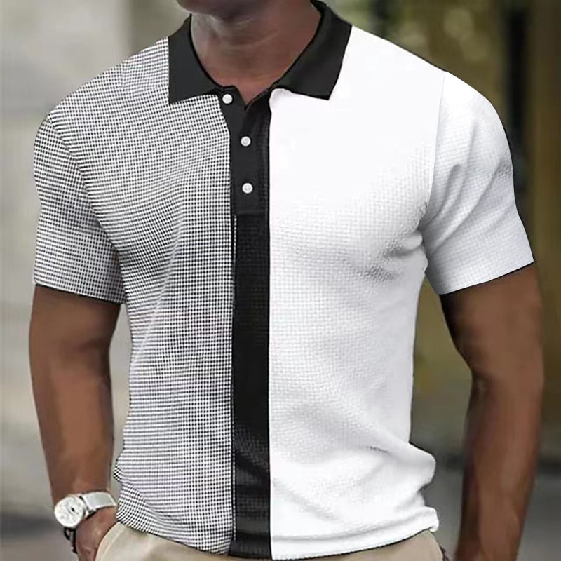 Herren Poloshirt POLO Shirt Zip Kontrast Kragen Kurzarm Slim Fit Hemd Polohemd