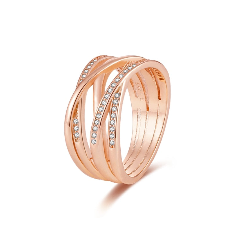 Massiv Sterling Silber 925er Ring filigran Fashion Damenring mit 3A Zirkonia