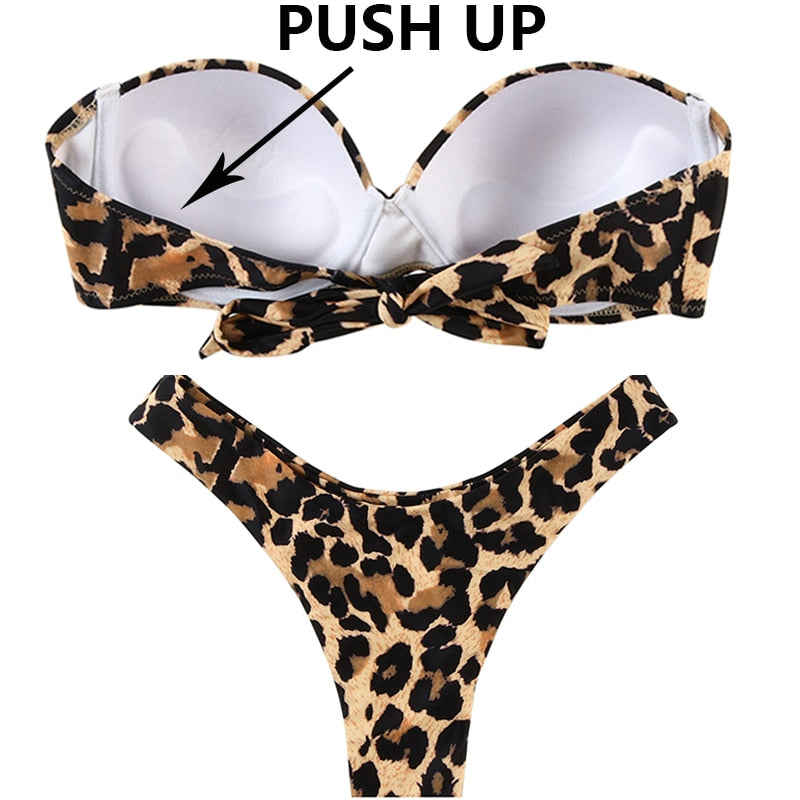 Damen Push Up Bikini Set BH Gepolstert Brasilianischer Badeanzug Bademode Strand Bademode