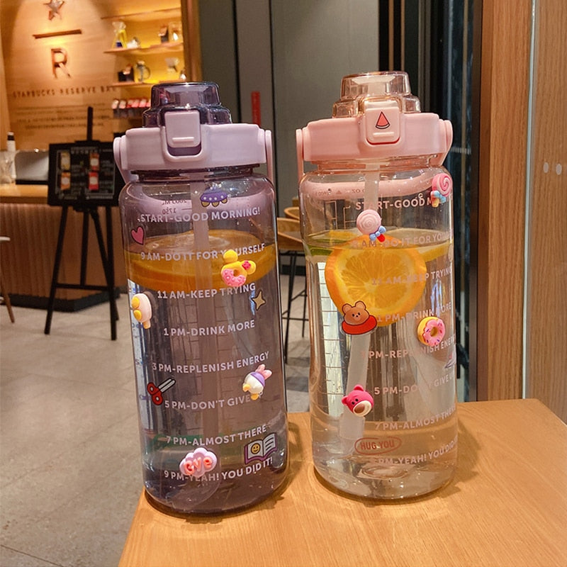 2L Trinkflasche Sportflasche Wasserflasche Getränkeflasche BPA-frei Tritanflasche