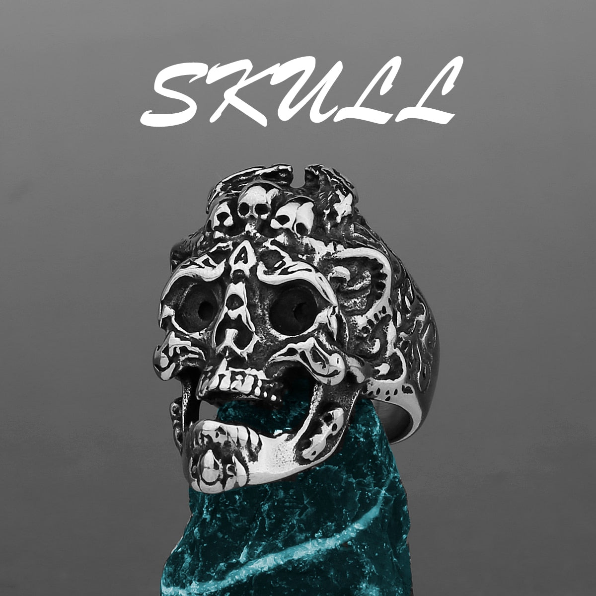 Edelstahl Herren & Damen Biker Rocker Spinning Ring Silber Skull Gothic
