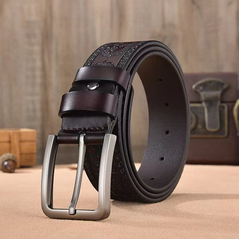 Echt Jeans-Gürtel Herren Damen Echt Leder Gürtel Schnalle Schwarz Braun Fashion NEU