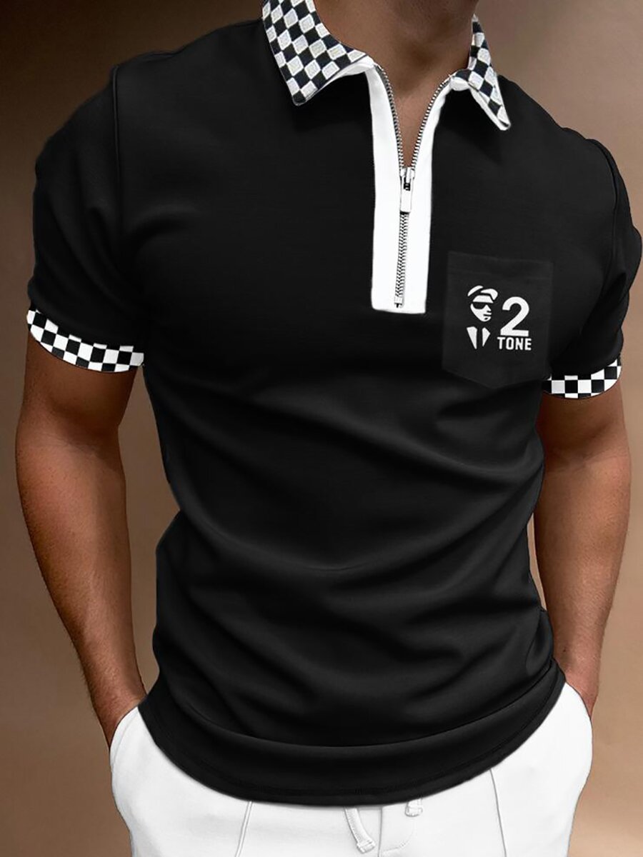 Herren Poloshirt Kontrast Kragen Polo Kurzarm Slim Fit Hemd Polohemd T-Shirt NEU