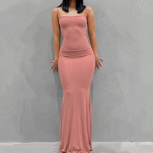 Damen Maxikleid Trägerkleid Boho Urlaub Partykleid Freizeitkleid Strandkleid