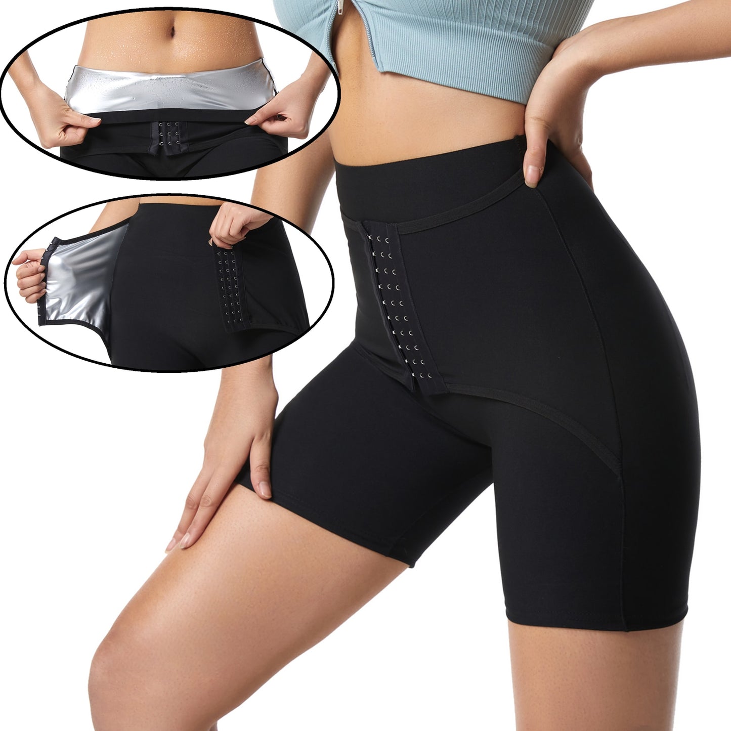 Damen Neopren Sauna Hose Schwitzhose Yogahose Thermoeffekt Abnehmen Hose Leggins