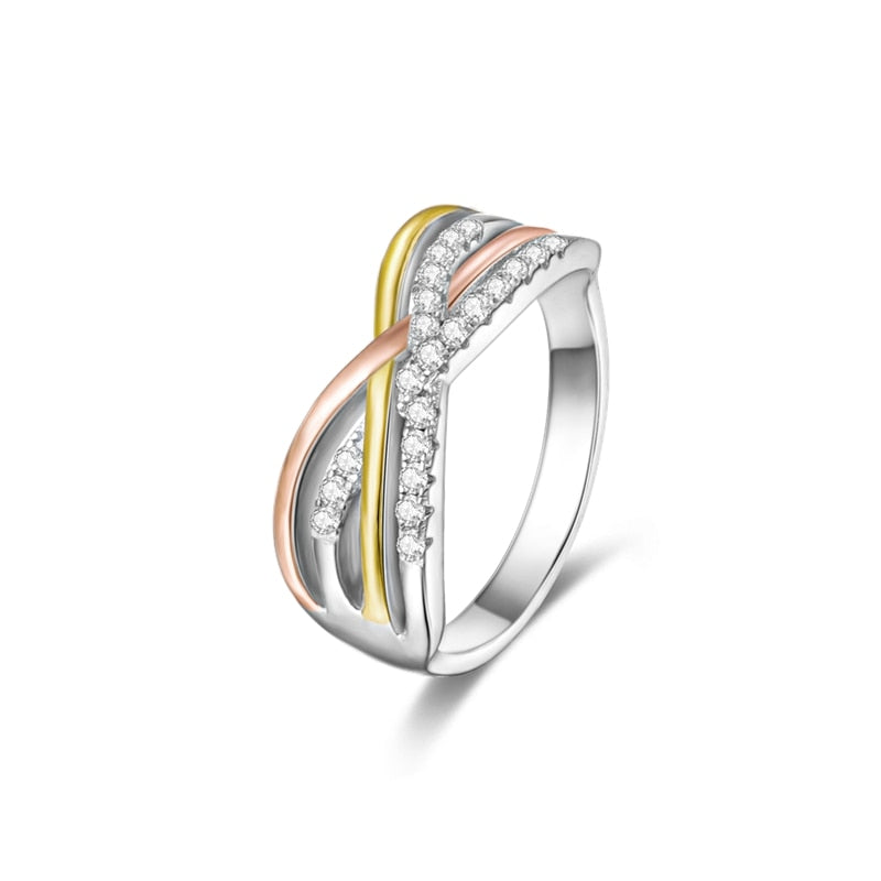 Massiv Sterling Silber 925 Ring filigran Fashion Damenring mit AAA Zirkonia