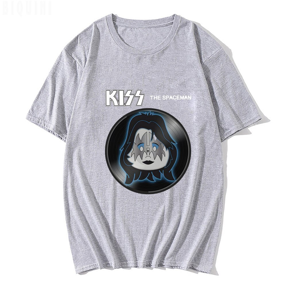 Herren 3D T-Shirt Rundhals Unisex Kiss Streetwear Hard Rock Band 100% Baumwolle