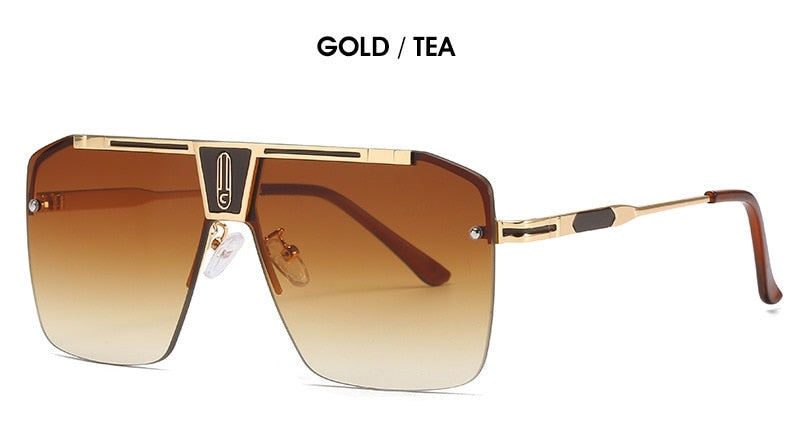 Damen Designer Sonnenbrille Herren Quadratische Übergröße Gläser Vintage UV400