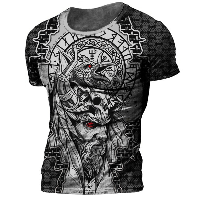Männer Vikings Symbol Retro Vintage 3D T-Shirt Rundhals Unisex  Streetwear