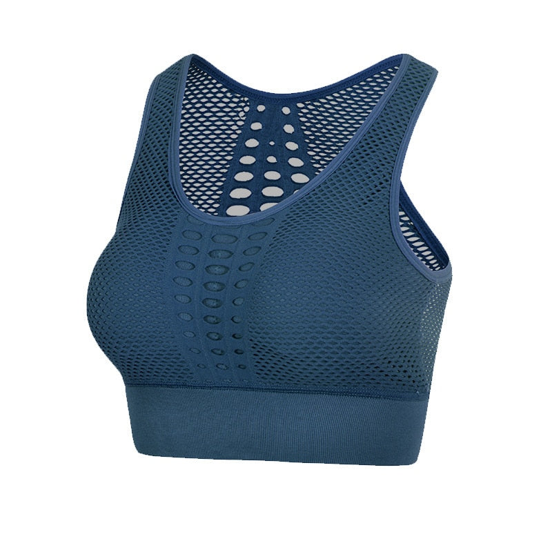 Damen Sport BH ohne Bügel mit push up Atmungsaktiver Microfaser Yoga-BH Nahtlos