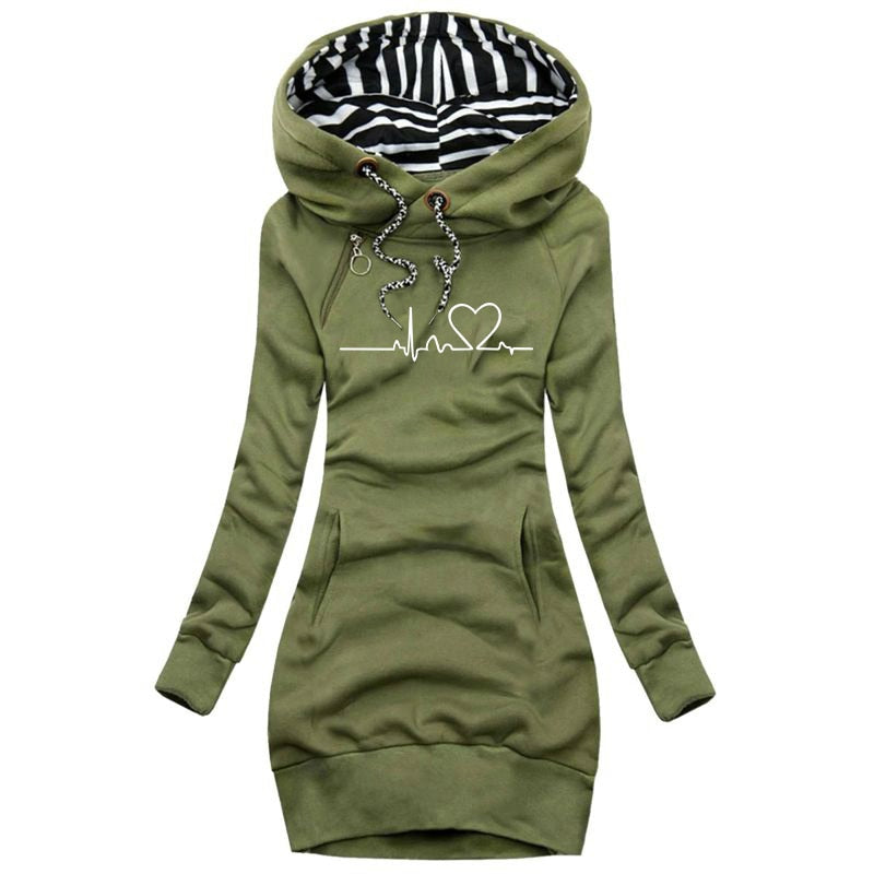 Dame Kapuzenpullover Minikleid Hoodie Sweatshirt Longtops Tunika Jumper Kleid Streetwear
