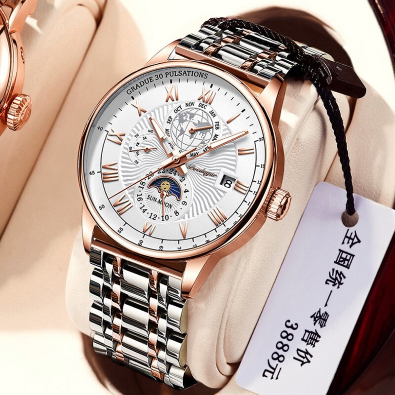 Orologio Uomo Quarzo Acciaio Inossidabile Orologio digitale Cronografo sportivo