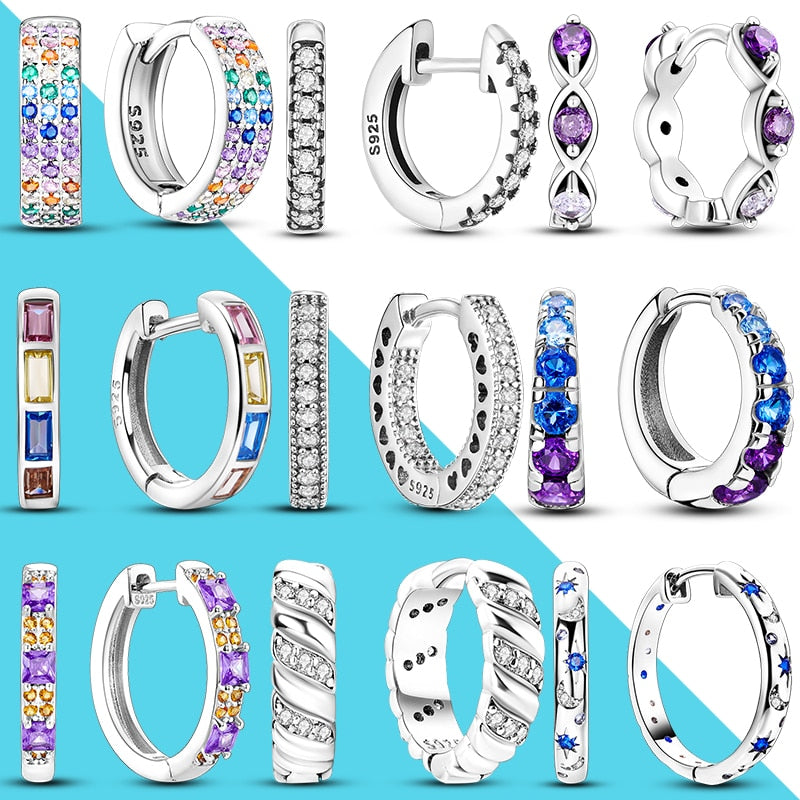 1 Paar Creolen aus 925 sterling Silber Ohrringe Ohrschmuck Zirkonia Ohrstecker