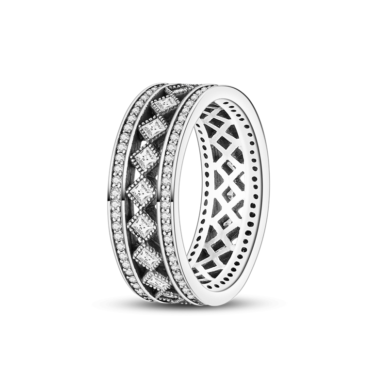 Massiv Sterling Silber 925 Ring filigran Fashion Damenring mit AAA Zirkonia