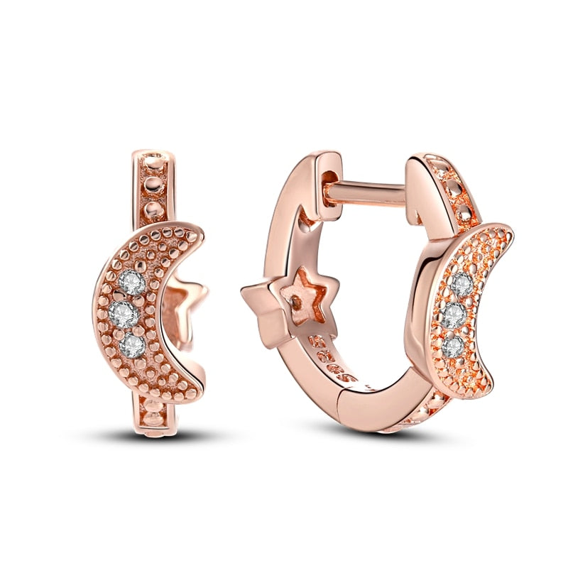 1 Paar Creolen aus 925 sterling Silber Ohrringe Ohrschmuck Zirkonia Ohrstecker