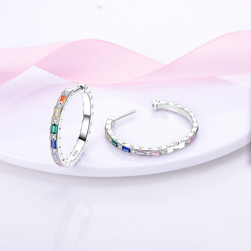 1 Paar Creolen aus 925 sterling Silber Ohrringe Ohrschmuck Zirkonia Ohrstecker