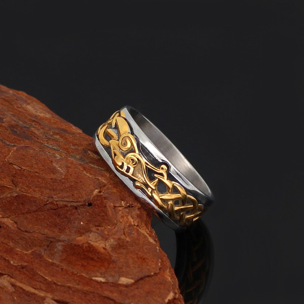Herren Wikinger Runen Ring Edelstahl Nordische Mythologie Odin Gothic