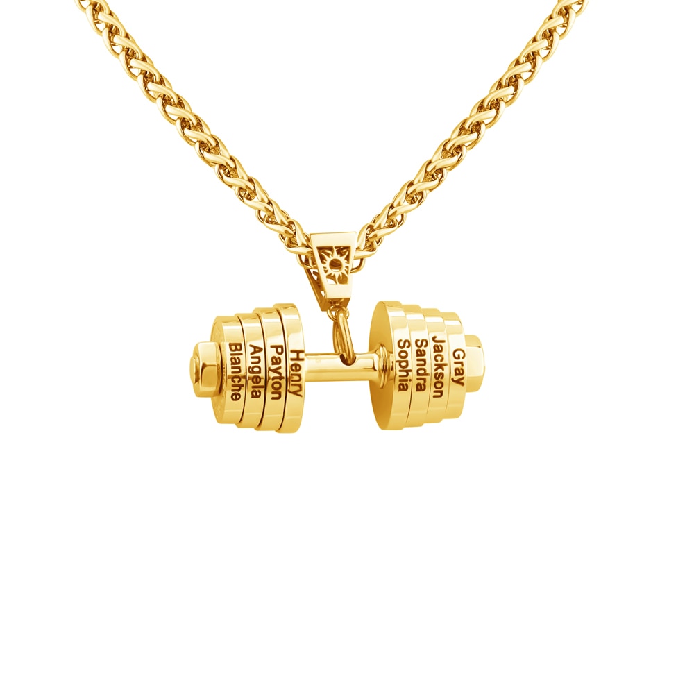 Halskette + Anhänger Edelstahl Hantel Scheibe Gewicht Fitness Gym Bodybuilding Schmuck Geschenk