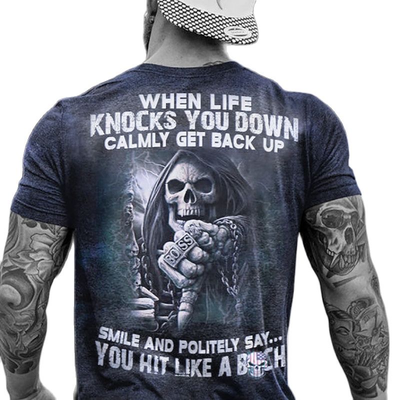 Männer Metal Skull 3D T-Shirt Rundhals Unisex Sommer Streetwear