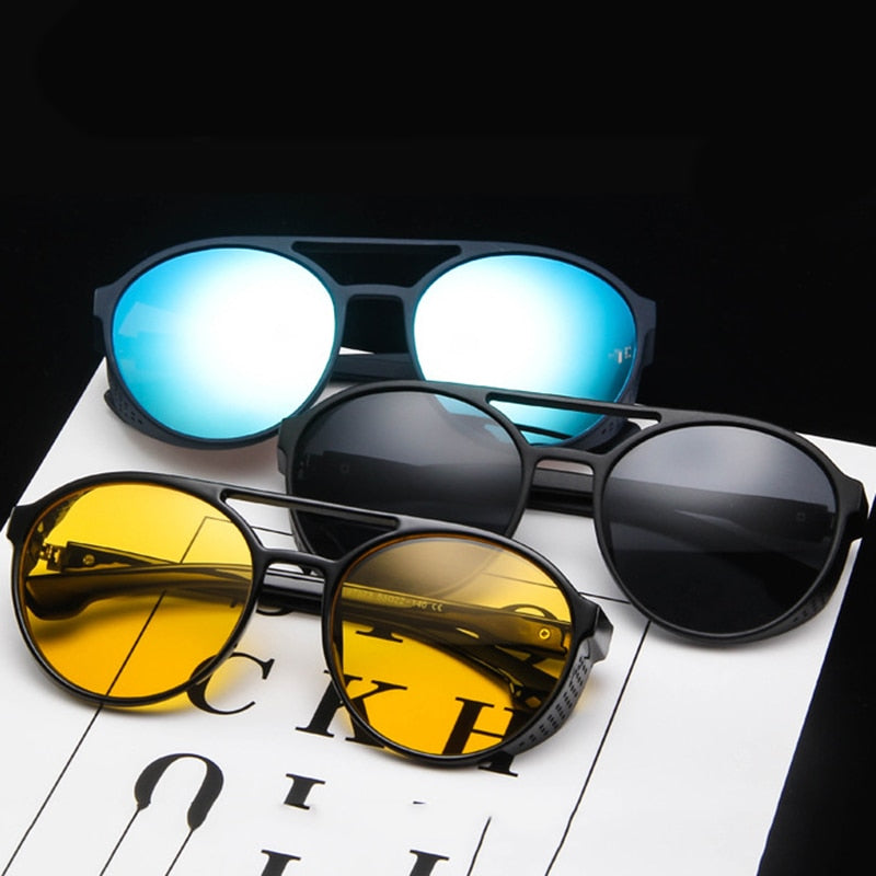 LeonLion Luxus Schwarz Matt Rund Herren Sonnenbrille Markenbrille Retro UV400
