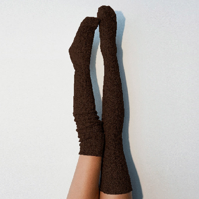 Damen Lange Socken Beinwärmer Stulpen Beinlinge Häkeln Kniestrümpfe Overknees