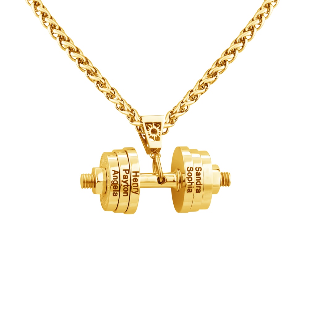 Halskette + Anhänger Edelstahl Hantel Scheibe Gewicht Fitness Gym Bodybuilding Schmuck Geschenk