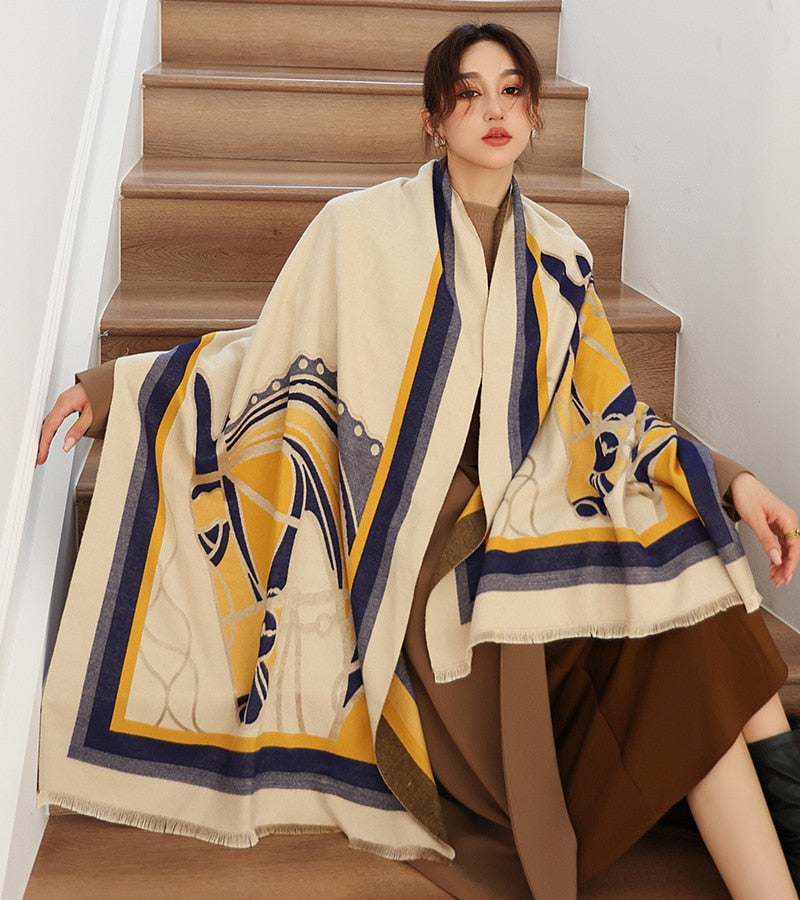 XXL Damen Winterschal Kaschmir Viskose Stola Schlauchschal  Halstuch Strickschal Loop NEU