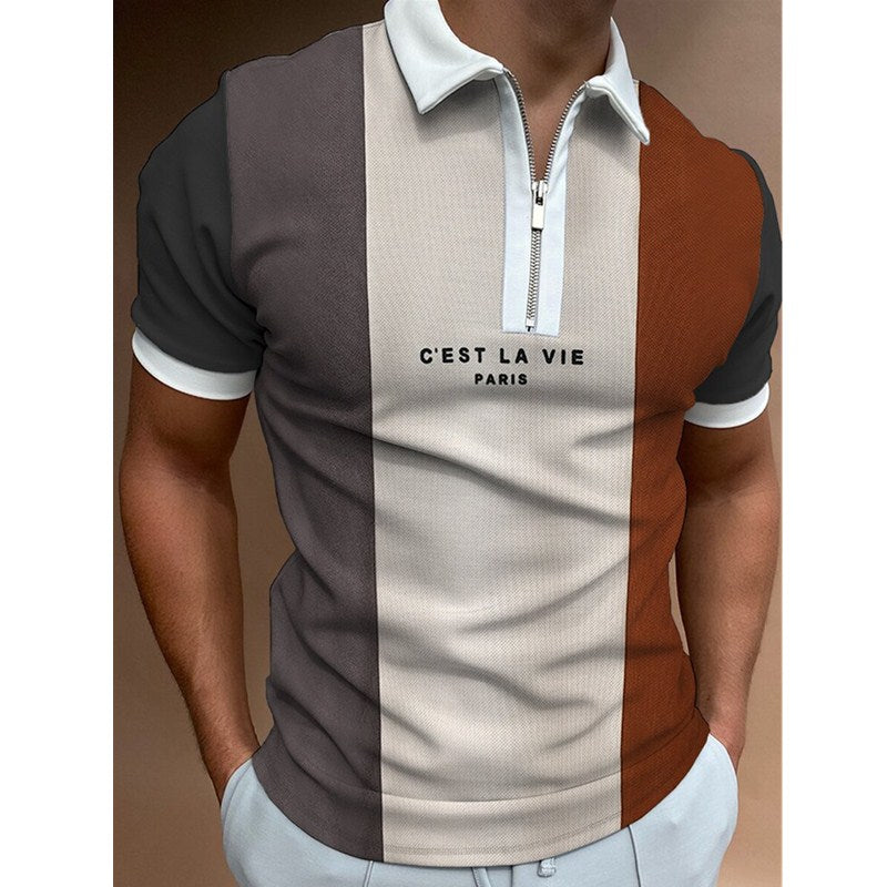 Herren Poloshirt Kontrast Kragen Polo Kurzarm Slim Fit Hemd Polohemd T-Shirt NEU