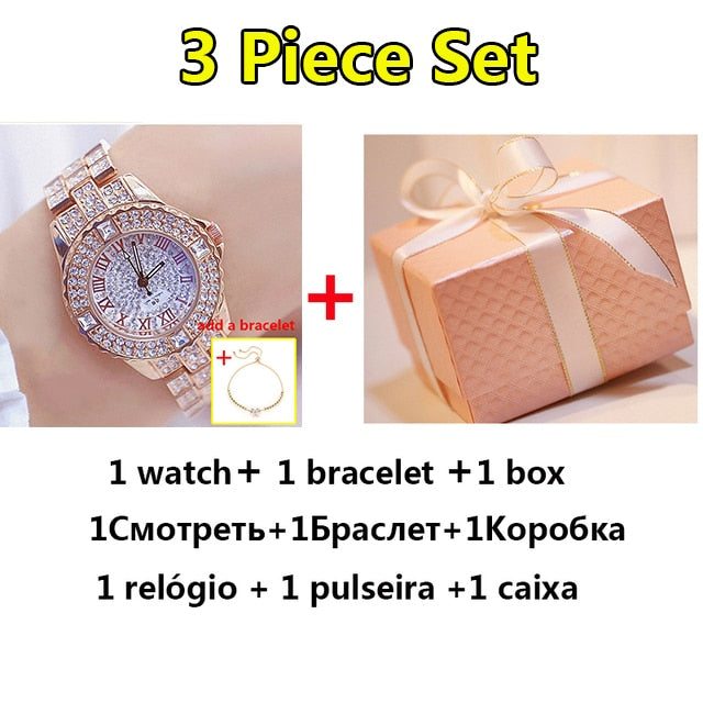 Damen Armband Uhr Mode Fashion Strass Luxus Chronograph Business Schmuck