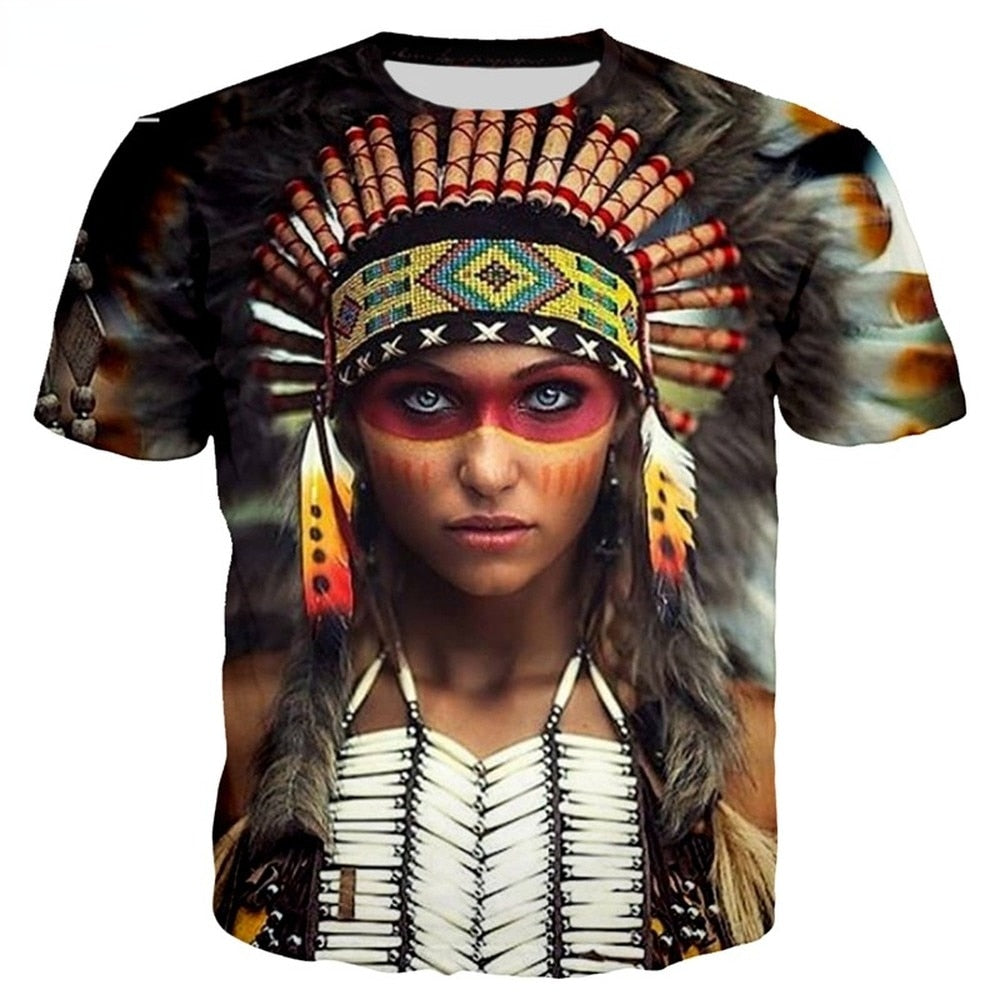 Herren Fashion Indian Stil 3D T-Shirt Rundhals Unisex Sommer Streetwear