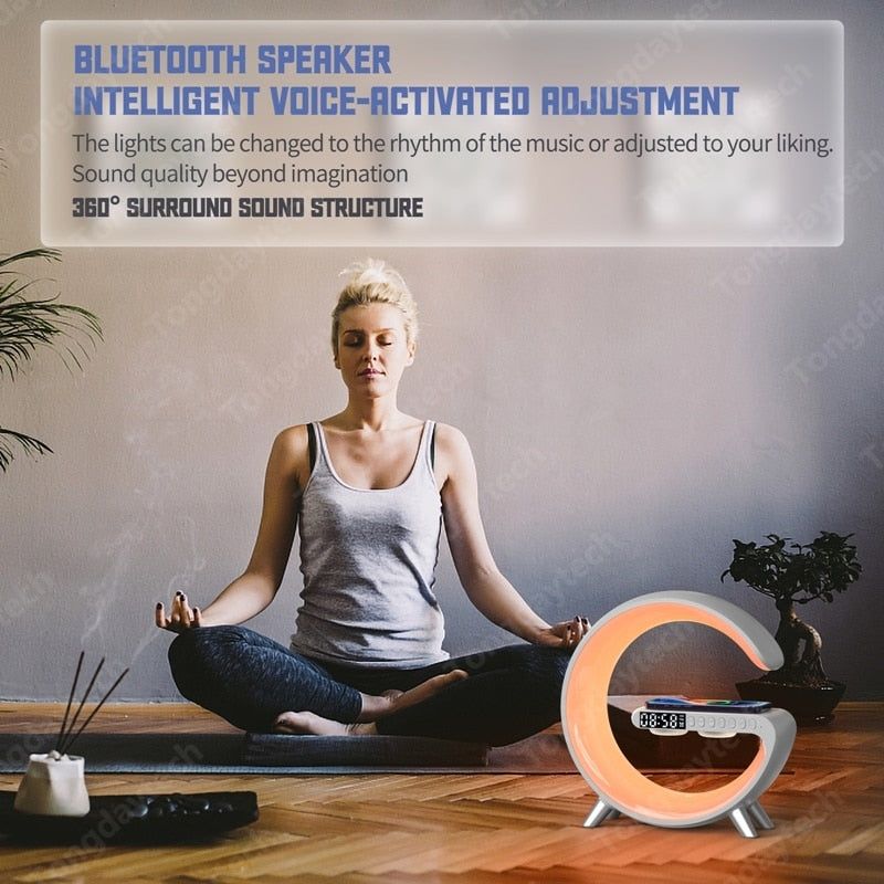 Wireless Induktive Ladegerät Drahtlose Ladestation Wecker Lautsprecher iPhone Samsung