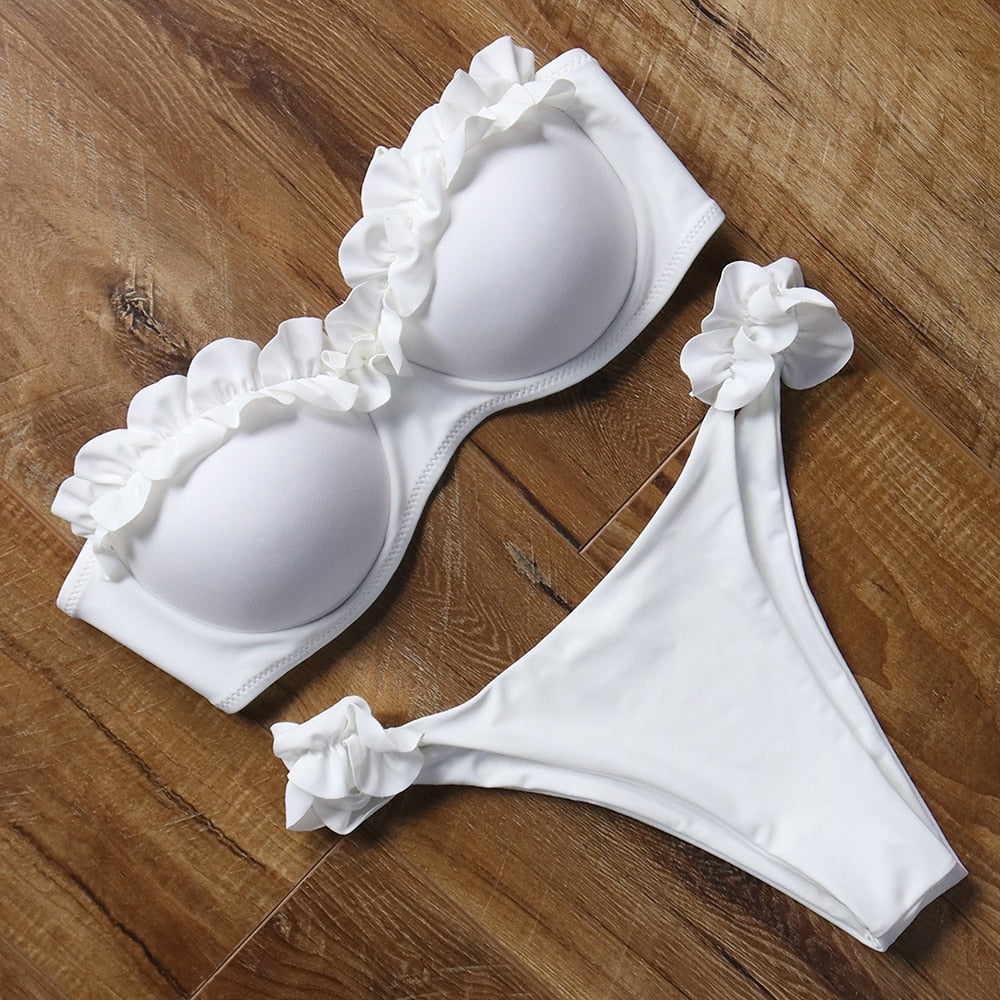 Damen Push Up Bikini Set BH Gepolstert Brasilianischer Badeanzug Bademode Strand Bademode