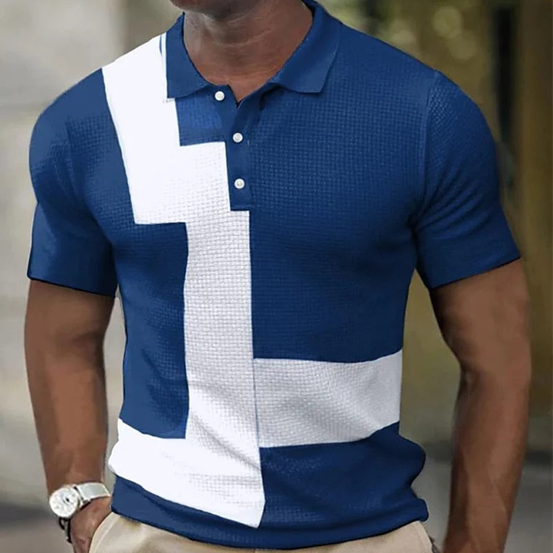 Herren Poloshirt POLO Shirt Zip Kontrast Kragen Kurzarm Slim Fit Hemd Polohemd