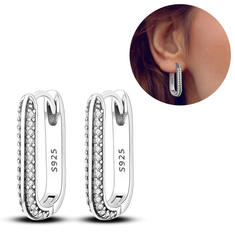 1 Paar Creolen aus 925 sterling Silber Ohrringe Ohrschmuck Zirkonia Ohrstecker