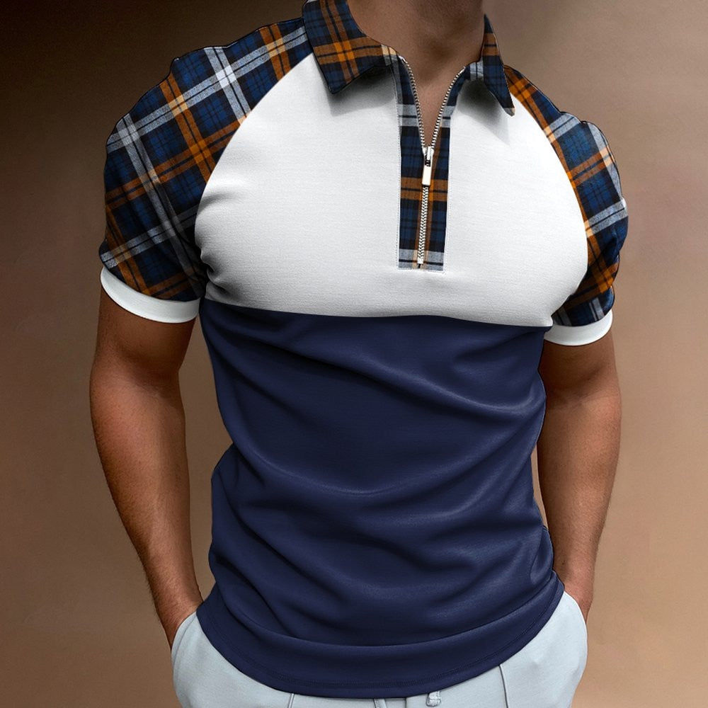 Herren Poloshirt Kontrast Kragen Polo Kurzarm Slim Fit Hemd Polohemd T-Shirt NEU