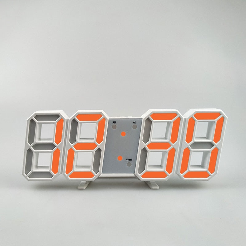 Groß 3D Modern Digital LED Wanduhr 24/12 Stunde USB Display Timer Alarm