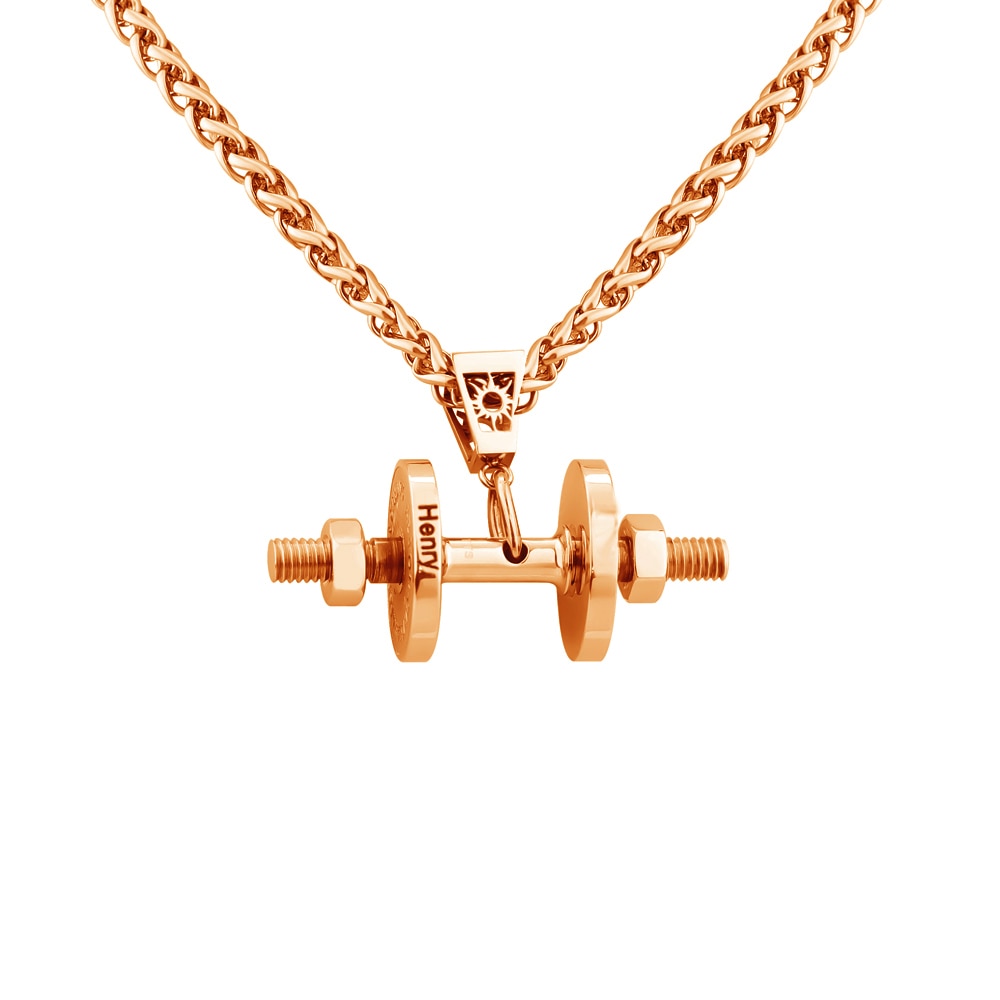 Halskette + Anhänger Edelstahl Hantel Scheibe Gewicht Fitness Gym Bodybuilding Schmuck Geschenk