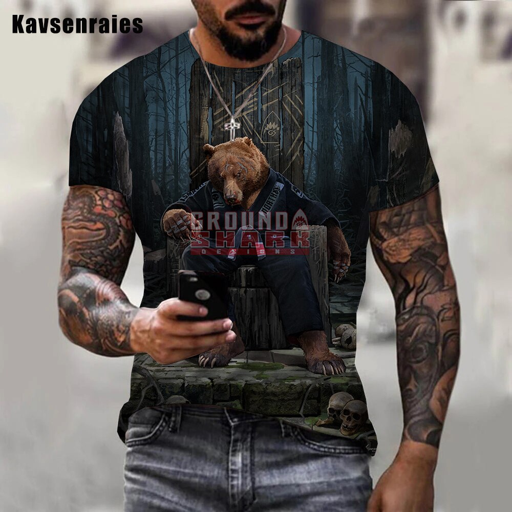 Fashion Herren Boxing Dog 3D T-Shirt Rundhals Unisex Men Fight Club Streetwear