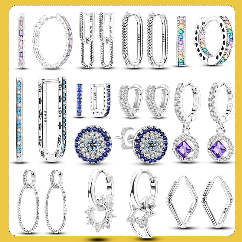 1 Paar Creolen aus 925 sterling Silber Ohrringe Ohrschmuck Zirkonia Ohrstecker