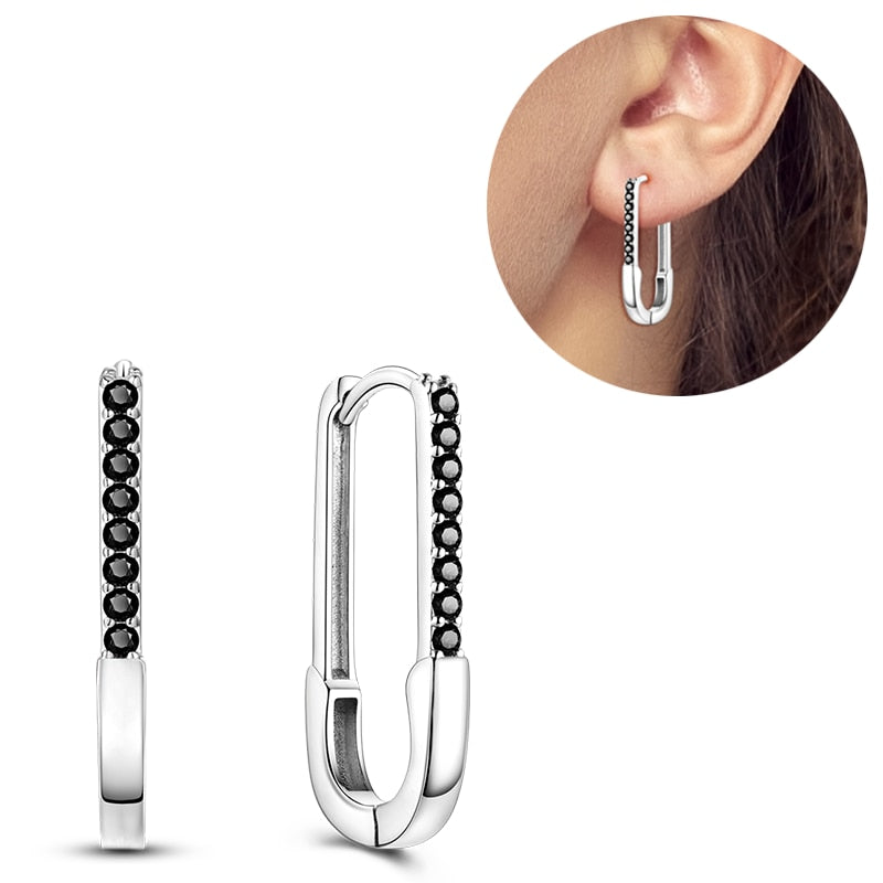 1 Paar Creolen aus 925 sterling Silber Ohrringe Ohrschmuck Zirkonia Ohrstecker