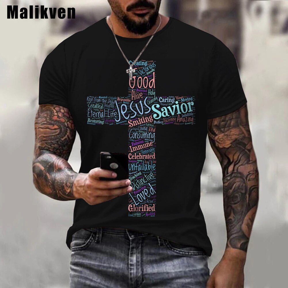 3D T-Shirt Unisex Sommer Streetwear Jesus Christus Kreuz