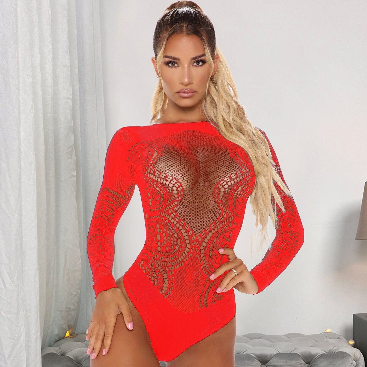 Damen Sexy Spitze Dessous Bodysuit Babydoll Reizwäsche Body Unterwäsche Schwarz Open Bra Lace Up